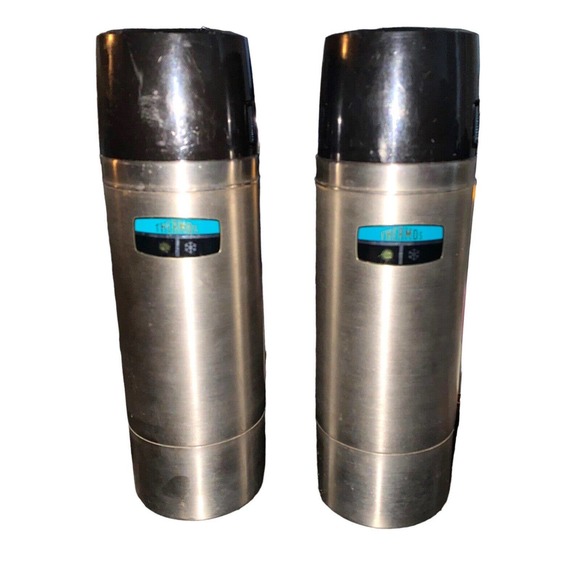 Vintage Alladin Plaid Tote with Two Metal King-Seeley 1-Liter Thermoses - Picture 7 of 11